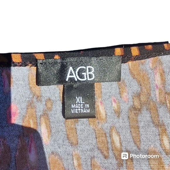 AGB Geometric Print V Neck Blouse Flutter Sleeve Corporate Goth Dark Romantic - Picture 4 of 4